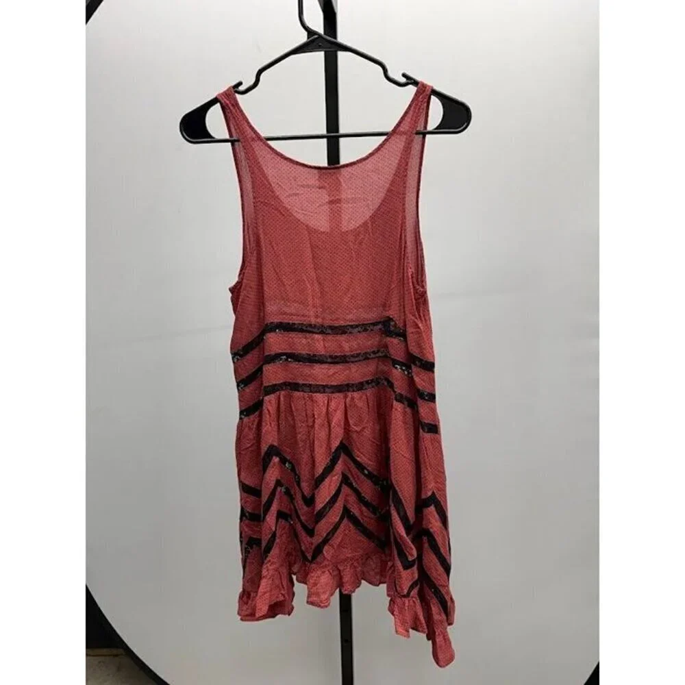 Free People Intimately Voile Lace Trapeze Slip Red Combo